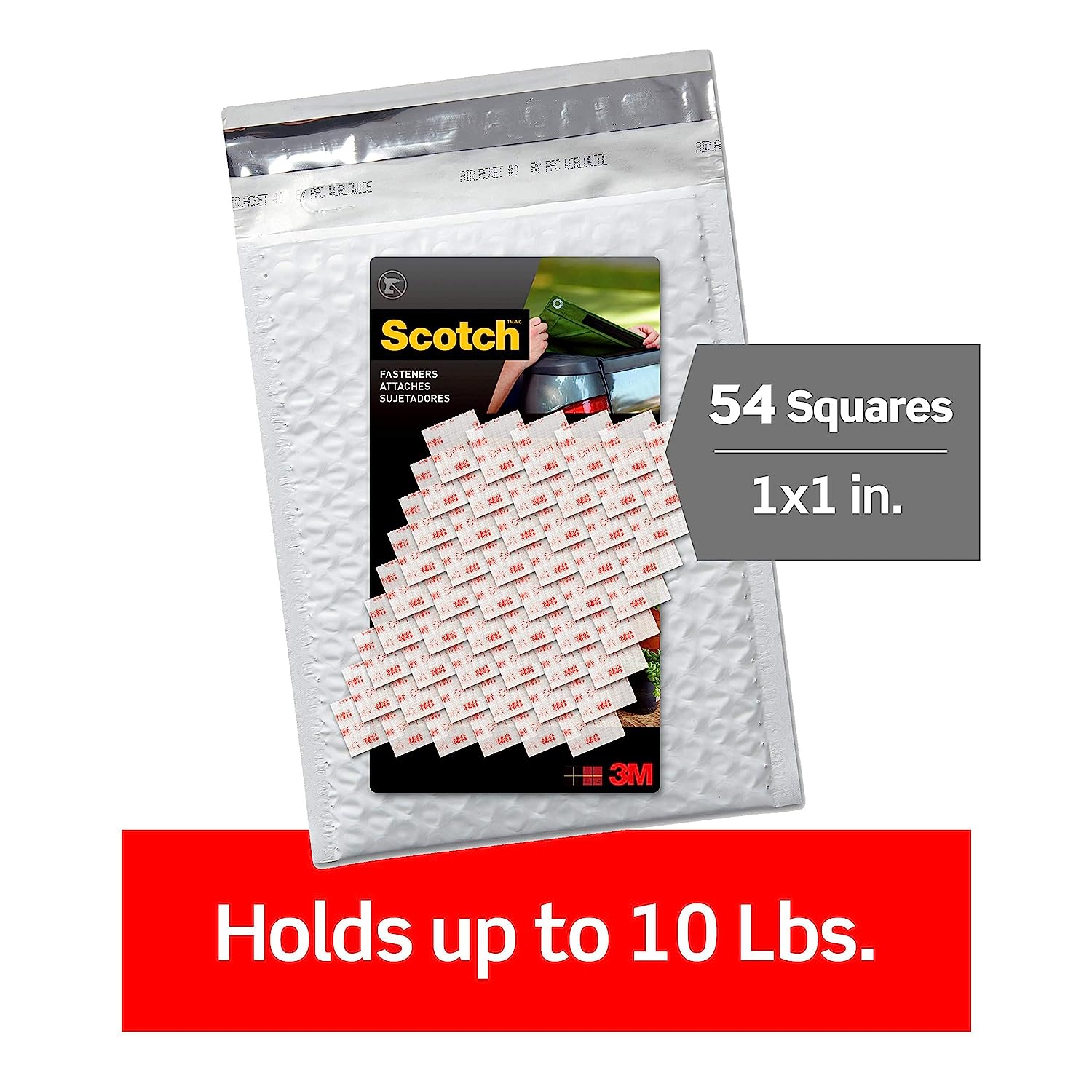 Scotch Extreme Interlocking Fasteners, 1 in Squares, Clear, 27 Sets, Holds up to 10 lbs (1 set holds 2 lbs) - Image 2